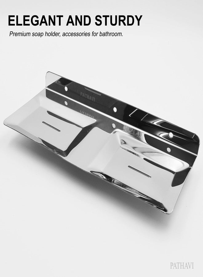 Pathavi Stainless Steel Wall Mounted Bathroom Soap Holder (Pack of 1) - Rust-Proof, Space-Saving Design for Bathroom & Kitchen, Long Lasting - Image 3